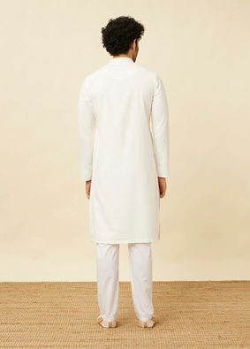 Pristine White Kurta Set with Embroidered Placket and Neckline image number 5